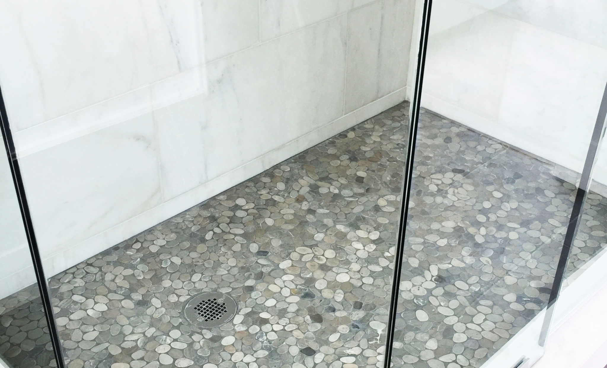 shower floor stone tile ideas