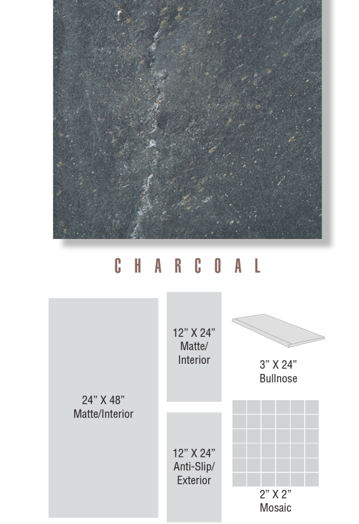 coordinating field and mosaic porcelain tile 