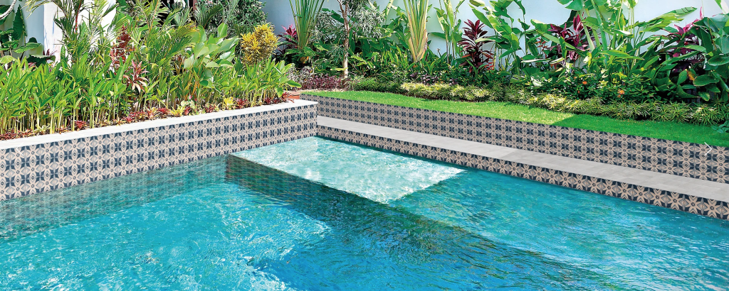 patterned pool surround tiles